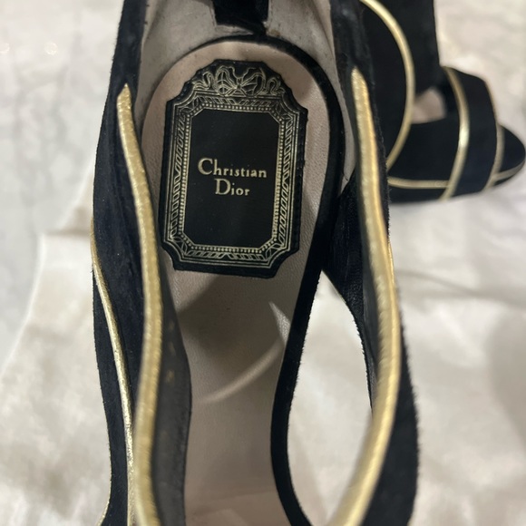 Christian Dior Balck Suede and Gold Heel - Picture 3 of 5